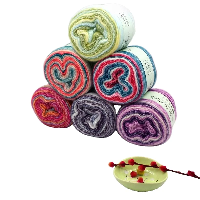 100g soft warm rainbow hand knitting baby cotton wool blend yarn