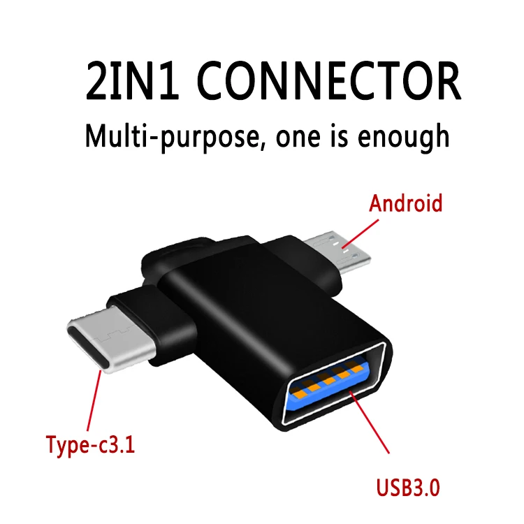 2 в 1 USB-кабель Otg адаптеры подключение флеш-накопителя клавиатуры мыши микрофона Micro USB Type-C OTG телефона
