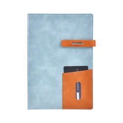 New Arrival Office Luxury Buckle Business Card Insert Leather Diary A5 Notebook With Pocket