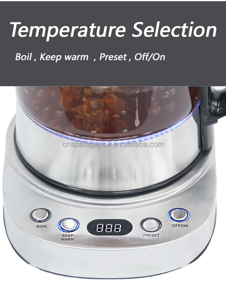 Smart Automatic Stainless Steel Heating Element Keep Warm Tea Maker Set Glass Electric Turkish Tea Maker