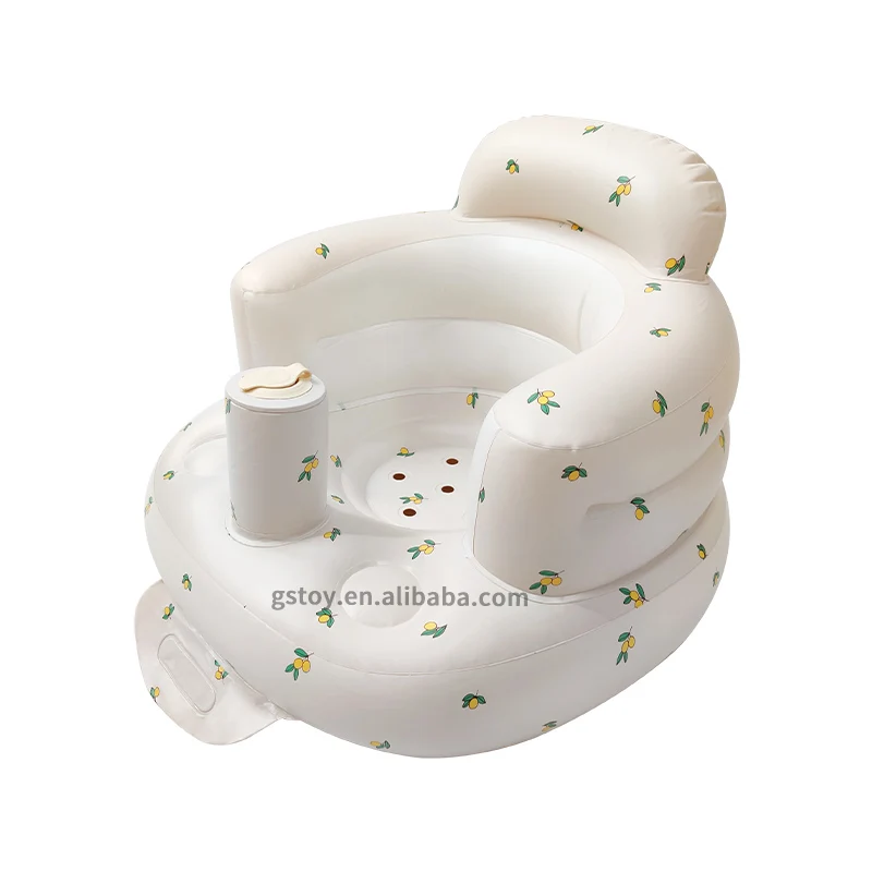 Small chassis olive kids learning support seat PVC toddler feeding chair  inflatable baby sofa