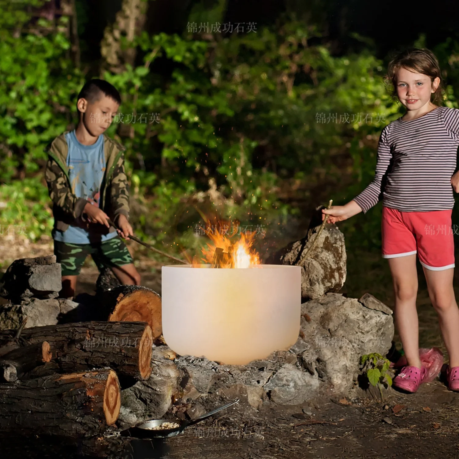 SUCCESS Portable Fire Pit Wood Burning Large Outdoor Quartz Fire Bowl