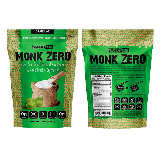 custom 500g smell proof mylar stand up with zipper snack flour grain seasoning granulated sugar brown sugar food packaging bags