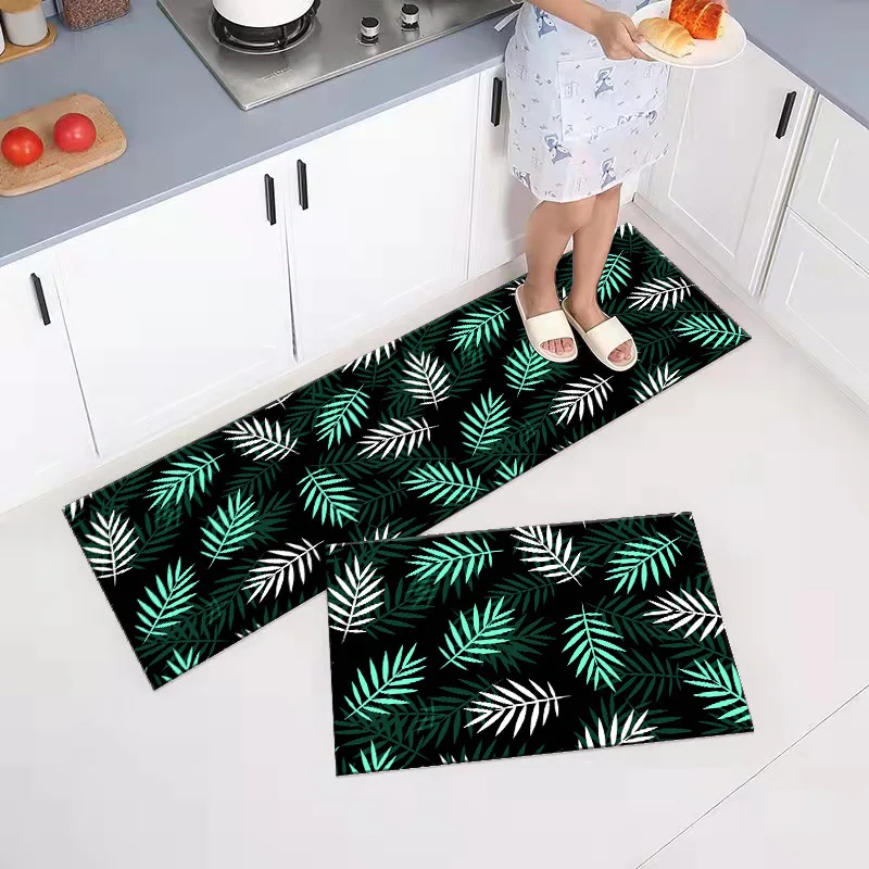 Custom kitchen carpet 2 Pieces Microfiber Moroccan Trellis Non-Slip Soft Kitchen Mat