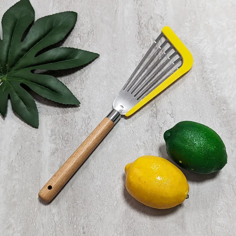 UJ-KT894 New Design Stainless Steel Spatula with Silicone Edge Silicone Fish Turner Slotted Turner