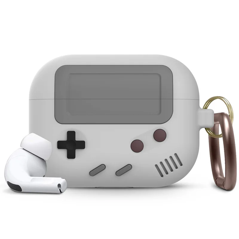For Airpods 1 2 Pro Silicone Case Funny Retro Game Console Design Carabiner Keychain For Airpods 3