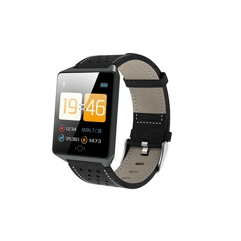 new arrival android smart watch leather Fitness tracker sport wrist band mens leather strap smart watch