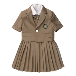 Breathable Custom Kindergarten Clothing Set Kids Vest Student Skirt Boys Toddler Chinese School Uniform