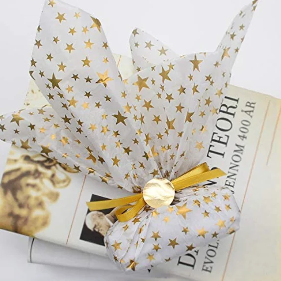 2022 Cheap Custom Printed Logo Gold Gift Cloth Packing Wrapping Tissue Paper