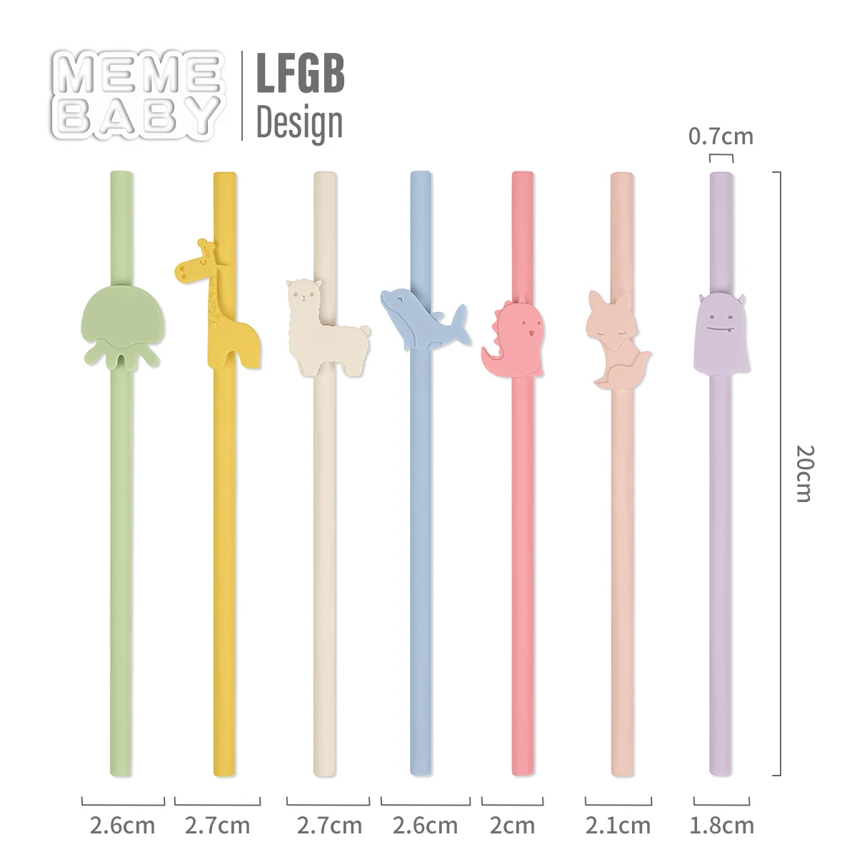 Long Baby Animal Silicone Drinking Straw Sustainable Eco Friendly products Cute Kids Silicone Straws