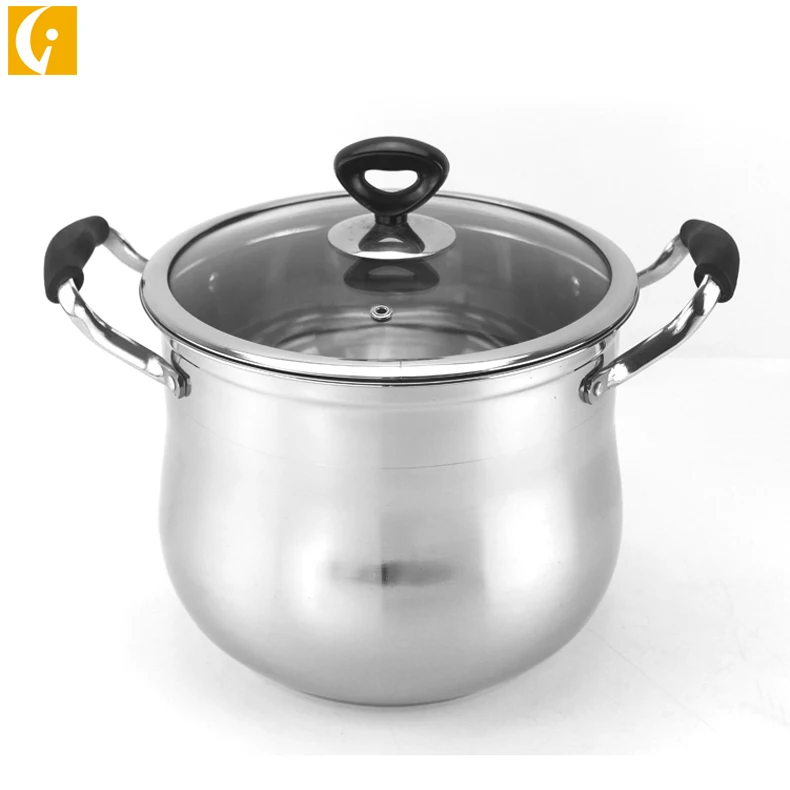 Drum shaped deep 201 stainless steel double bottom soup pot stew pot