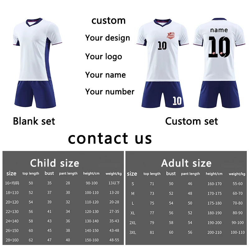 LOGO Custom Soccer Uniform Set Team Football Jersey Kit Tracksuit Sportswear Tracksuits For Men Training Suit Child Clothes