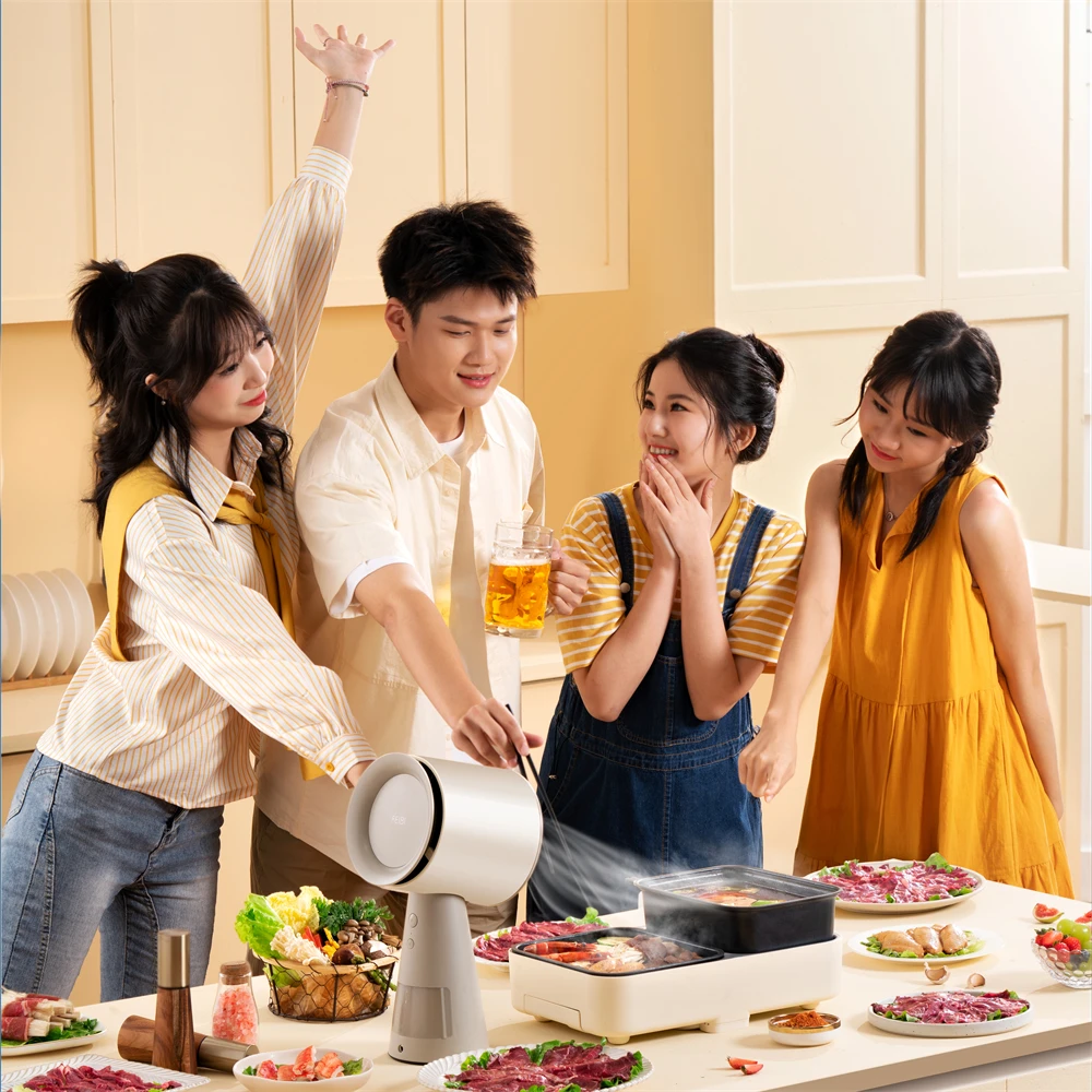 Portable Smart Electric Mini Range Hood Barbecue Kitchen Countertop Accessory with Travel for Outdoor Application