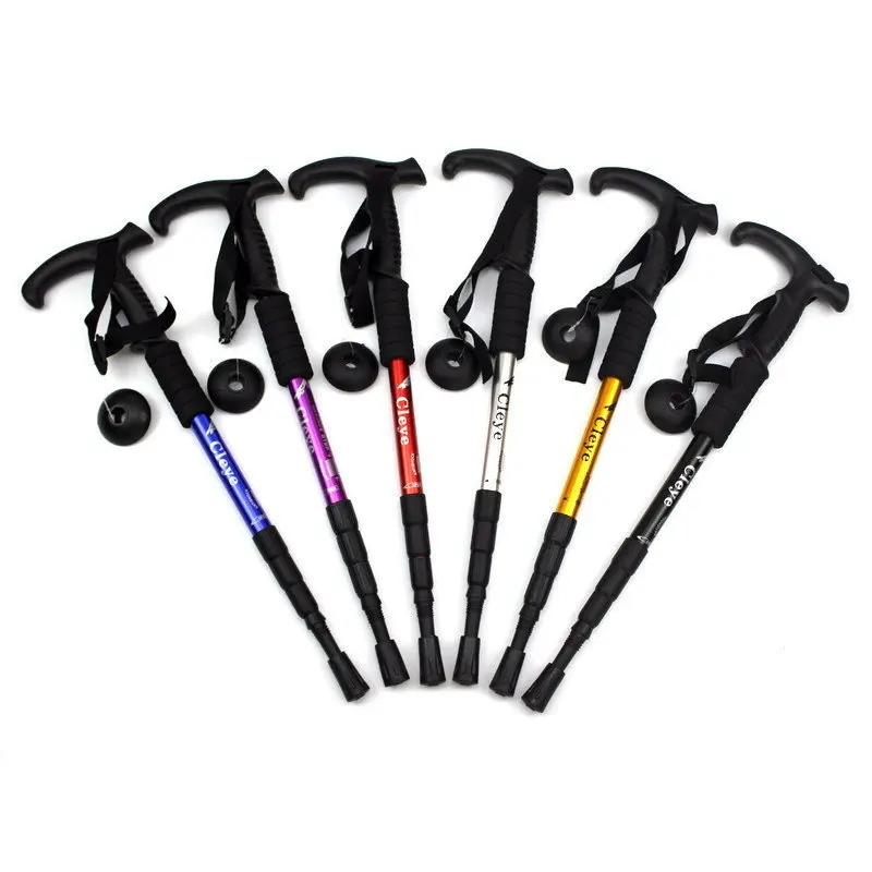 High Quality Rubber Grip Trekking Pole Outdoor Walking Alpenstock Aluminium