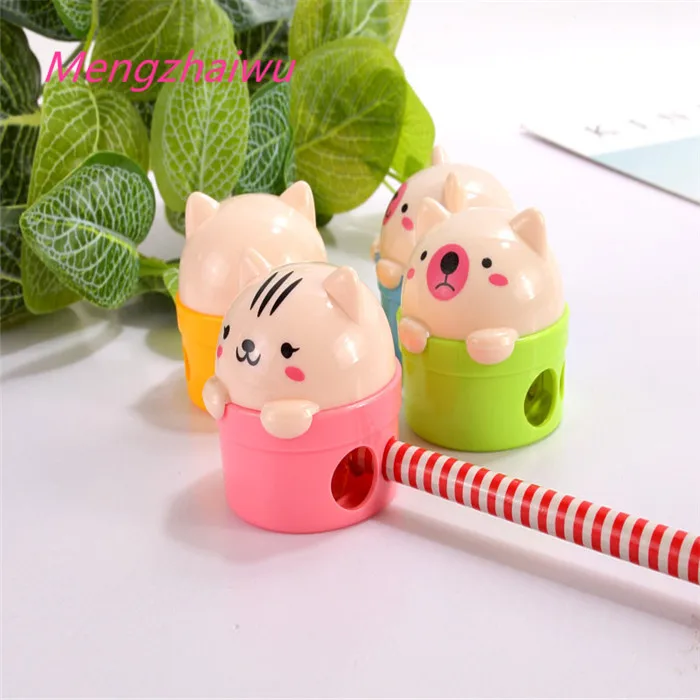 Saudi Arabia kids stationery items list with price cute animal double hole manual kawaii wood pencil sharpener