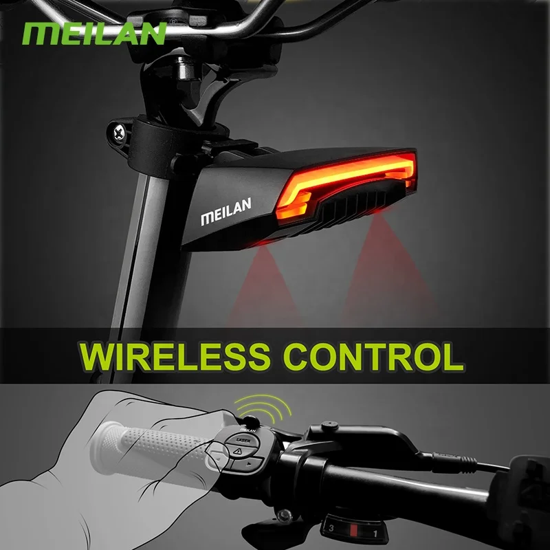 Meilan X5 Smart bicycle brake stop lamp wireless Smart Safety bicycle cornering lamp bike turn signal light