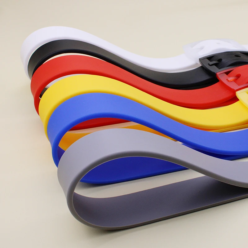 Wholesale custom various types colorful or clear silicone rubber plastic belt diving golf outdoor sports belt