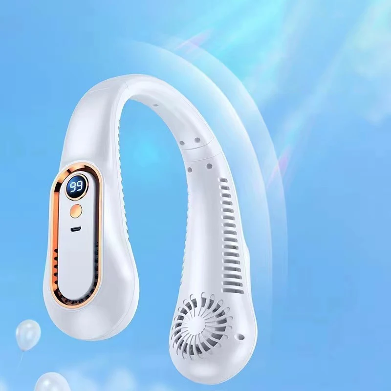 Hot Sale Usb Led Digital Portable Hand-Free Mini Usb Fan Rechargeable Sport Lazy Hanging Neck Fan