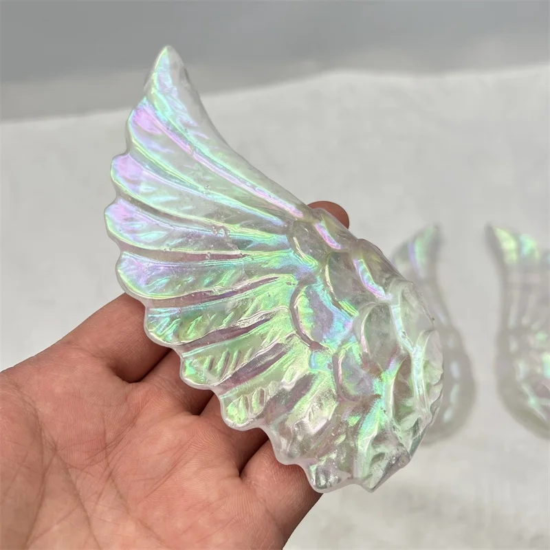 Natural Crystals Healing Aura Clear Quartz Angel Wings For Home Decoration