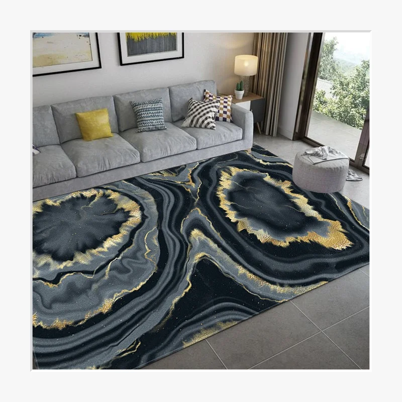 Nordic Black Gold Marble Luxury Carpets For Living Room Bedroom Rug Soft Water Absorption Bathroom Rugs Hallway Mat 3D Carpet