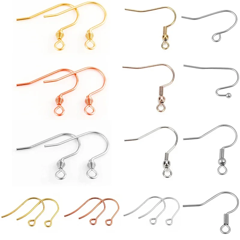 Stainless Steel Ear Wires Rose Gold Color Earrings Hook Jewelry Earring Clasps Hooks Fittings Making Accessories