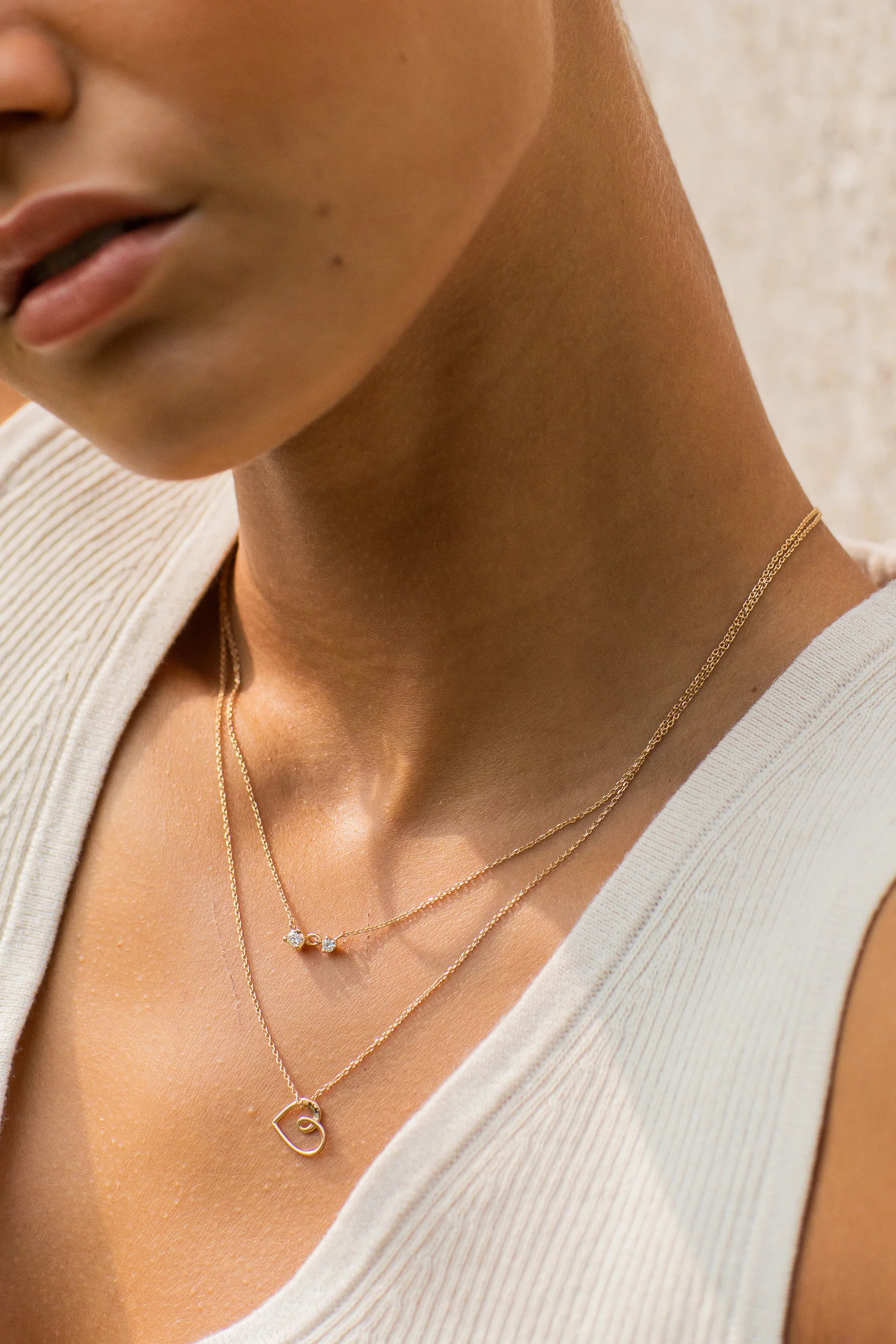 VLOVE Jewelry Customization Factory Pure Gold Necklace Jewelry Production 14k & 18k Diamond Twin Necklace