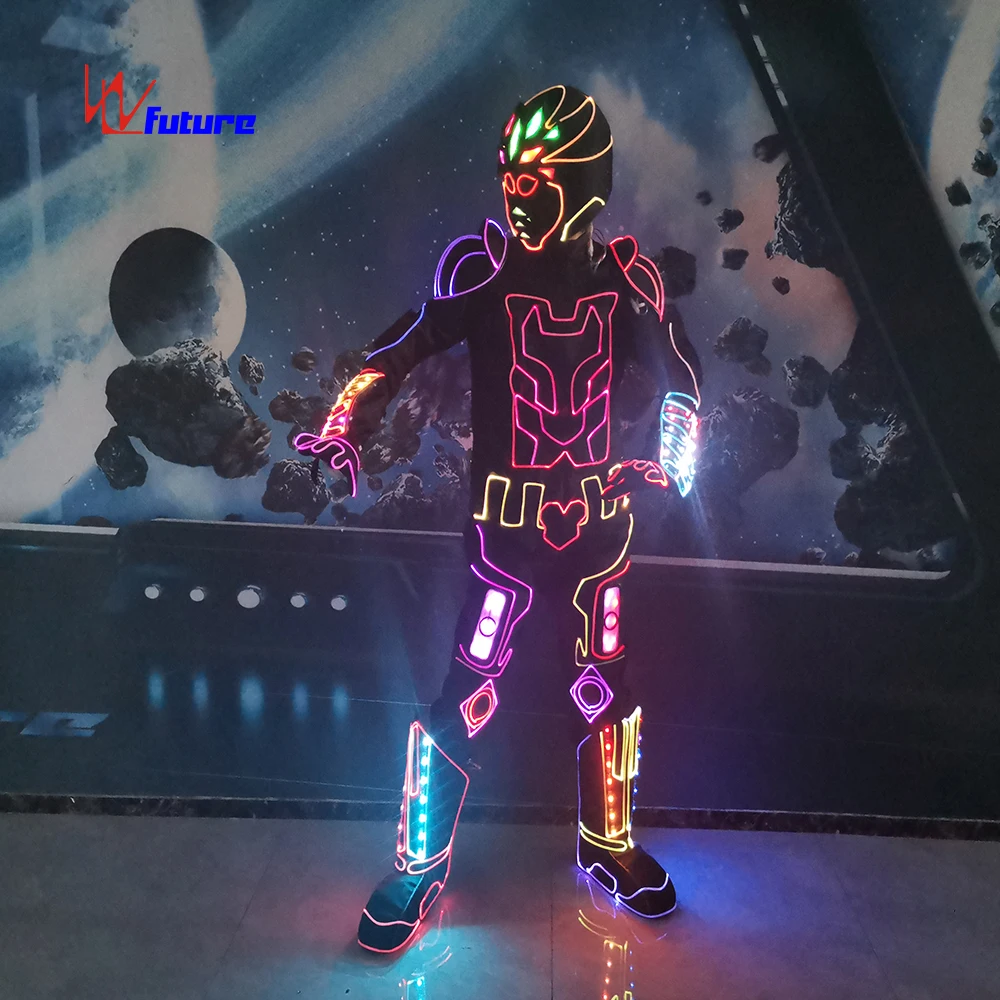 Optical fiber LED light up funny stage show light up mecha costume set