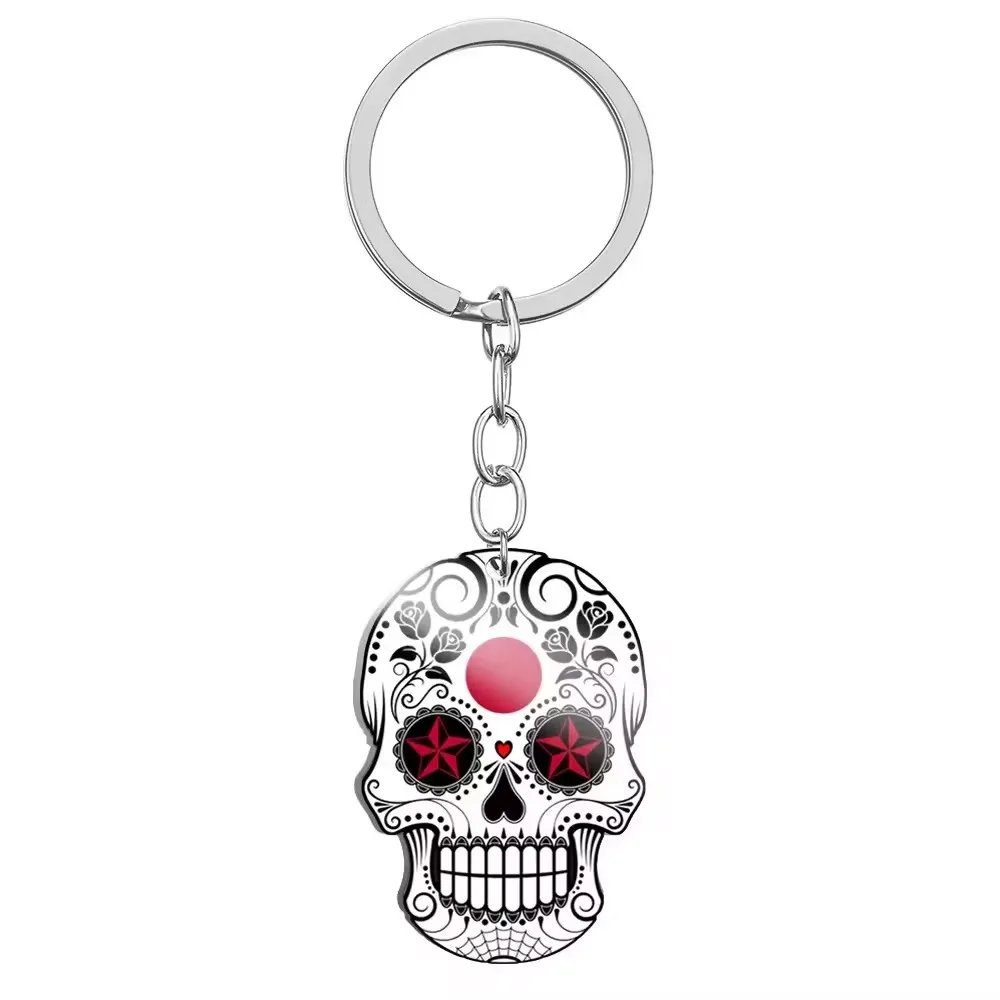 Manufacturer customized Stainless steel metal keychain accept customized country flag keychain Halloween keychain pendant