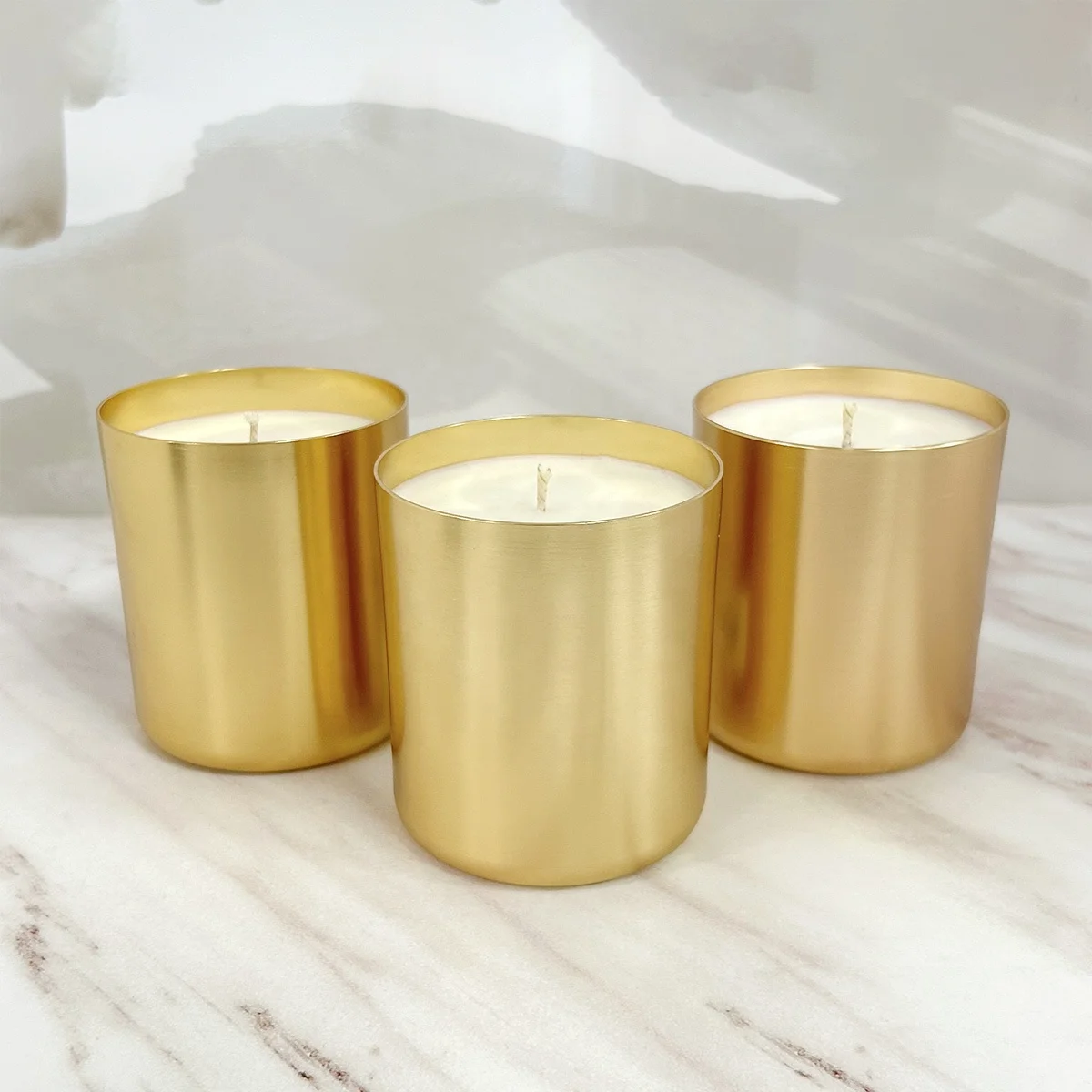 Luxury 11oz Gold Aluminum Metal Candle Jar Custom Wishing Candle Holder Home Decor Candle Container