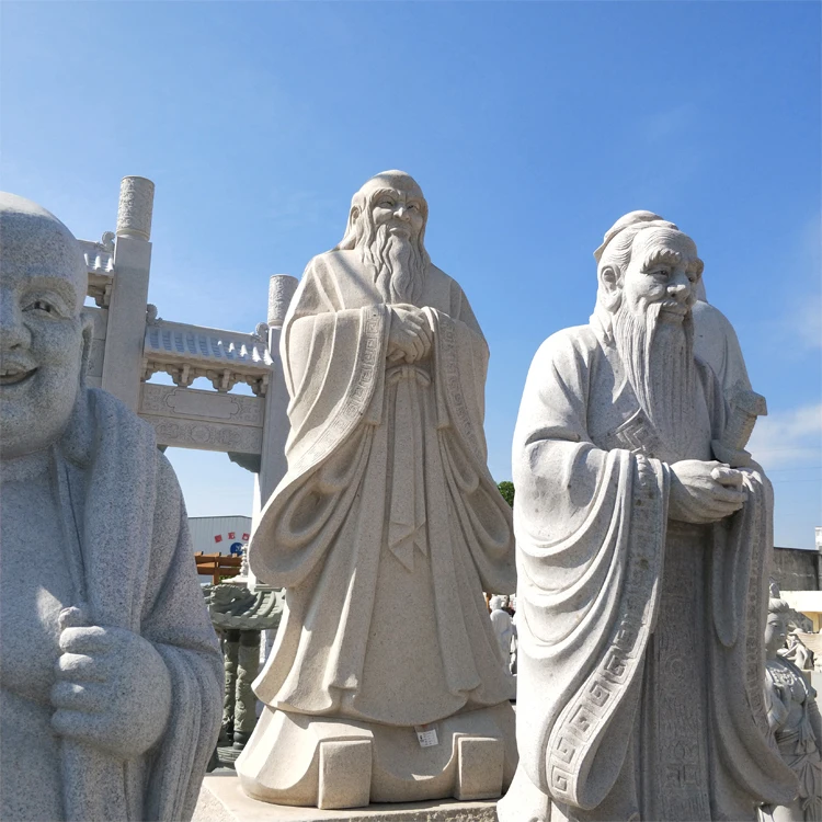 High Quality Natural Stone Figure Carvings Chinese Founder Of Taoism LAO ZI Large Standing Sculpture Stone Statue High 300cm