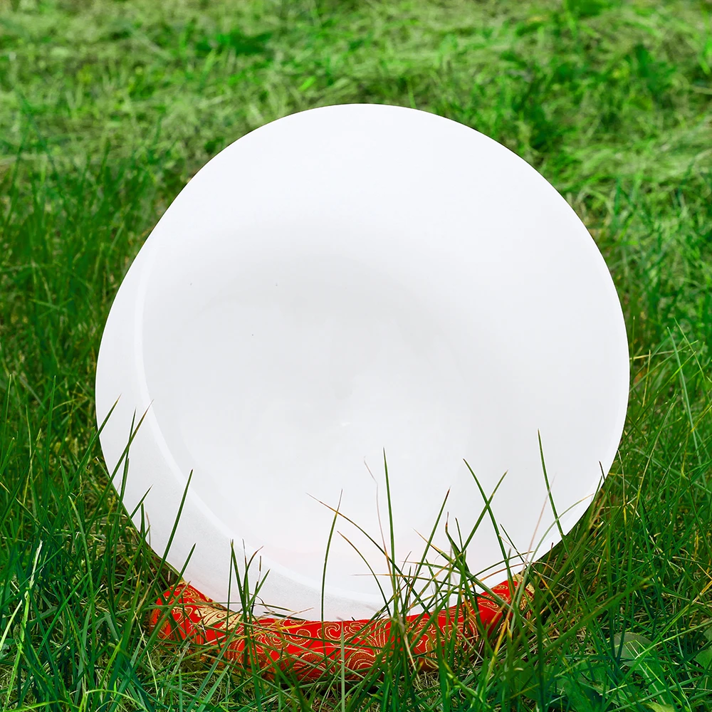 sound healing yoga meditation C D E F G A B C Note  milky white color quartz crystal singing bowl with free o-ring and mallet