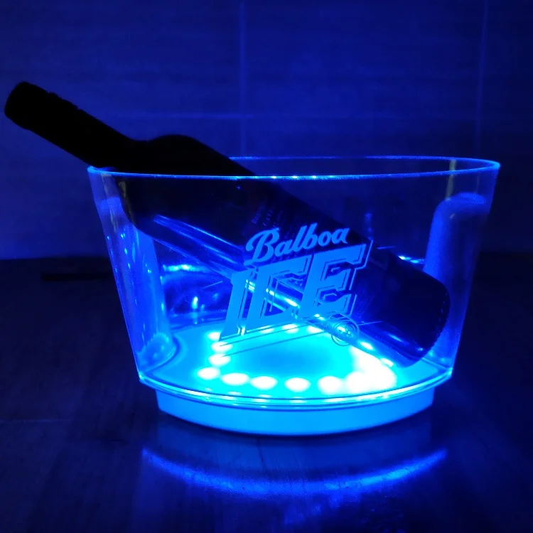 Professional frosted Acrylic beer led ice bucket paint gold lighting base