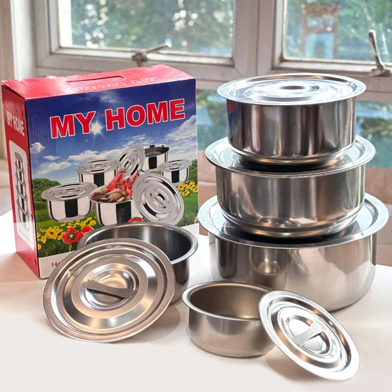 wholesale 30cm Large size casserole stainless steel cookware kitchen pot marmites inox cooking set Storage Containers With Lids