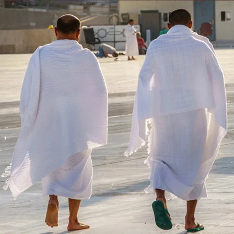 Wholesale high quality line production Prayer Clothes custom logo men muslim ihram hajj towel clothes