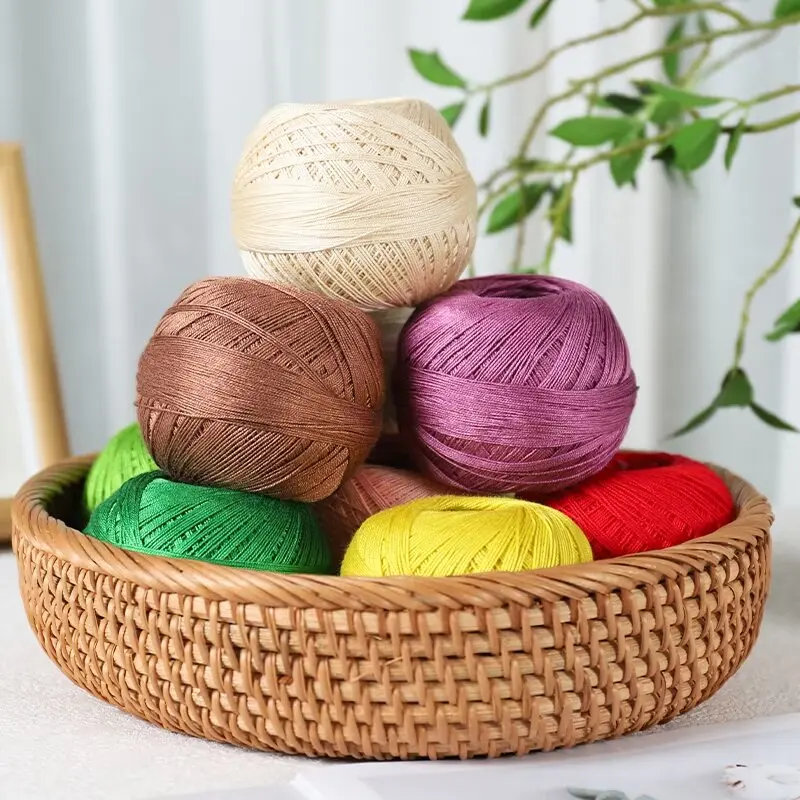 Wholesale stock 50gram per roll Lace thread 100% mercerized Cotton hand knitting yarn chunky fancy pure cotton yarn for crochet