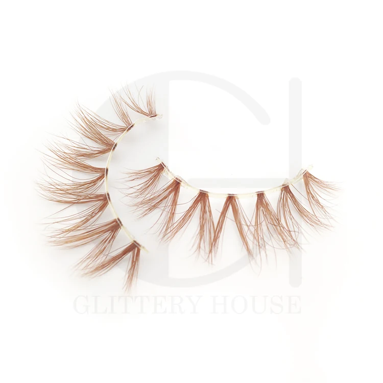 3D color mink eyelash full strip real mink eyelashes wholesale private label 3d handmade natural false eyelash brown color lash