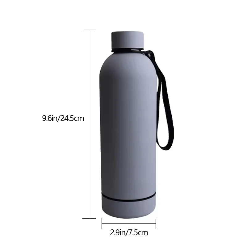 500Ml Narrow Mouth Sports Double Wall Stainless Steel Vacuum Flask  Water Bottle With Strap Filter