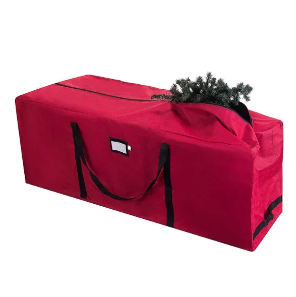 Популярная сверхпрочная тканевая упаковка красная большая емкость 600d органайзер на молнии для хранения рождественской елки подарочный пакет