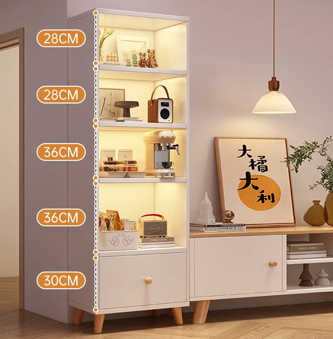 Locker bookcase narrow slit small bookcase storage shelf floor household multi-layer cabinet living room wall storage shelf