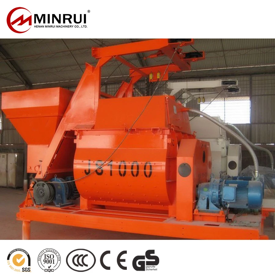 Minrui JS1000 Ladder Climb Concrete Bucket Mixer Trade For Blocks