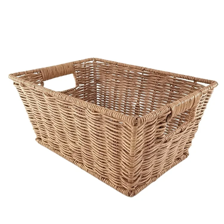 Factory OEM Products Wicker PP Rattan Hand Knitting Storage Basket For Household