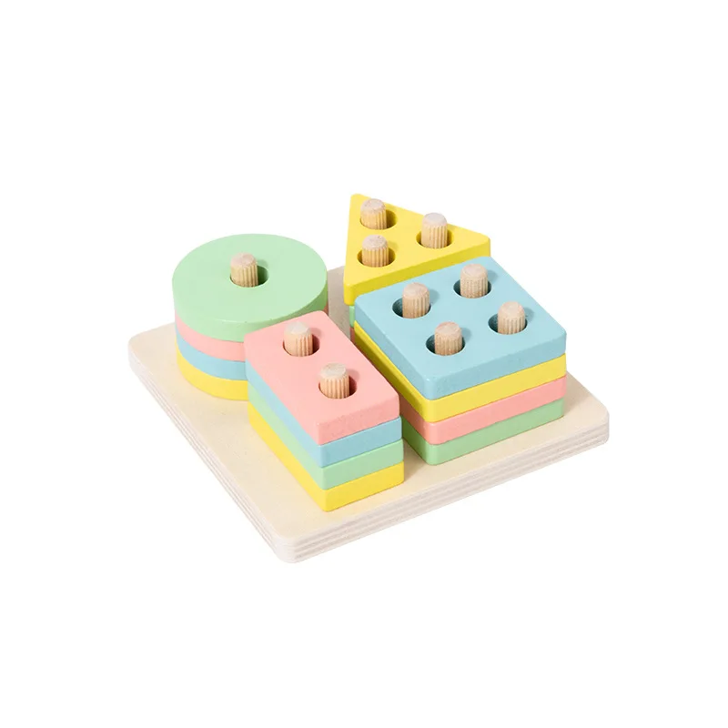 Customized Geometric Shaped Wooden Puzzle Sets Educational Math Toys for Building & Matching