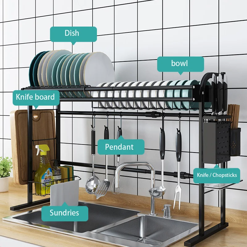 
Multifunctional Manufacturer supply retractable storage shelf retractable display kitchen over sink dish drying rack drain rack 