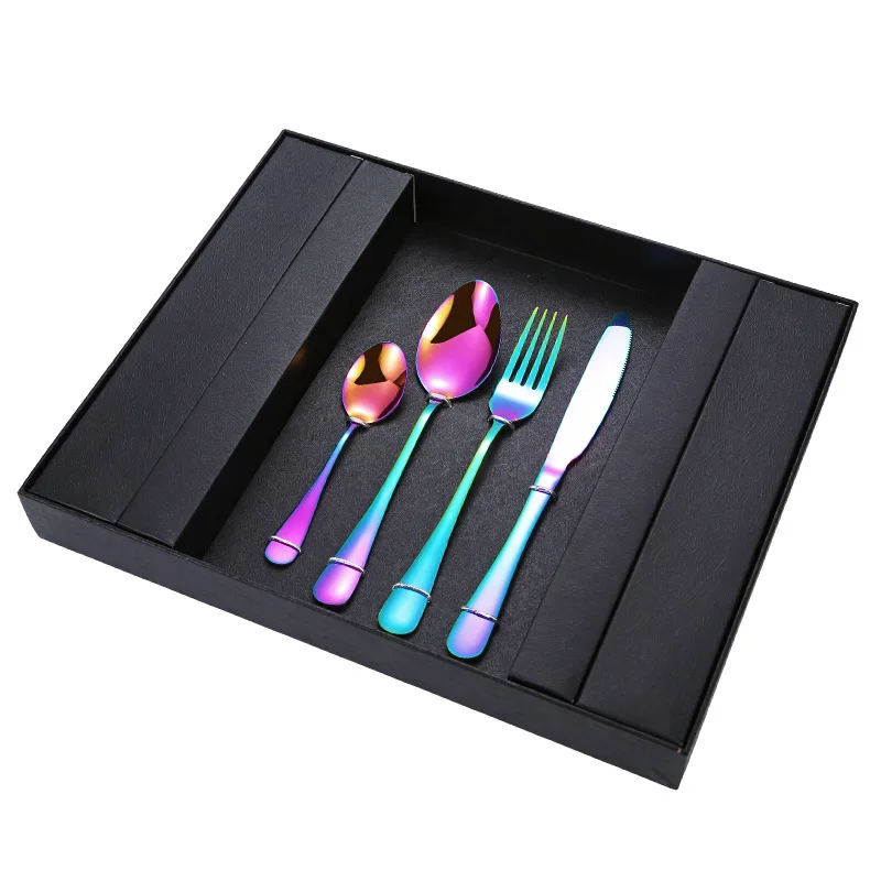 
Amazon Stainless Steel Colorful Cutlery Cheap Rainbow Flatware Set 