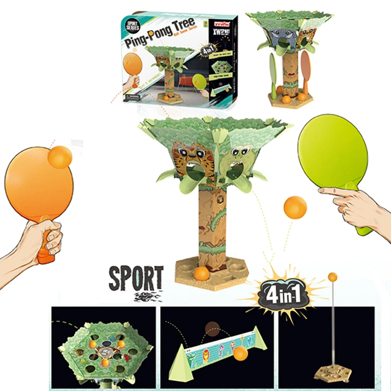 CPC Outdoor Sports Children Table Tennis Plastic Soft Shaft Racket Toss Training Game Catching Paddles Ball Set Ping Pong Tree