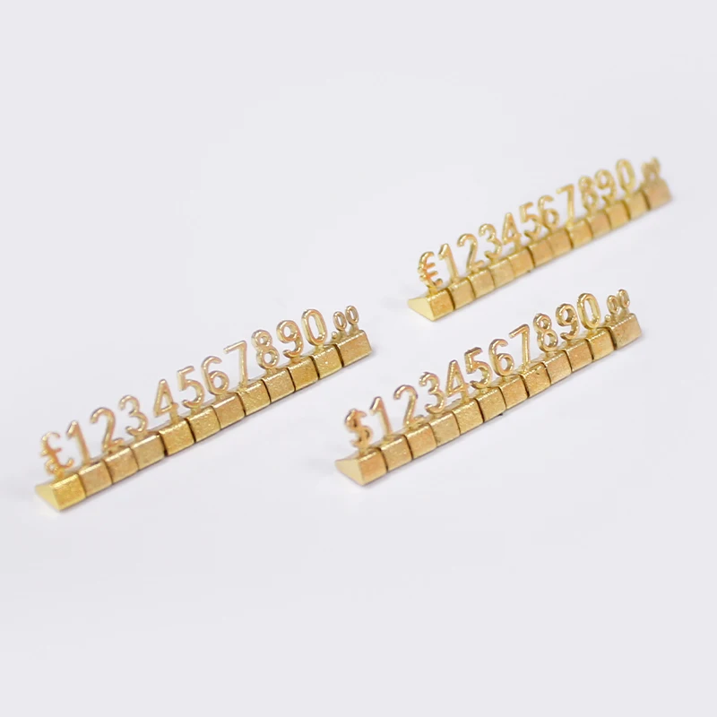 3D мини металлический Регулируемый ценник Золотистый кубик с номером для ювелирного магазина демонстрационная