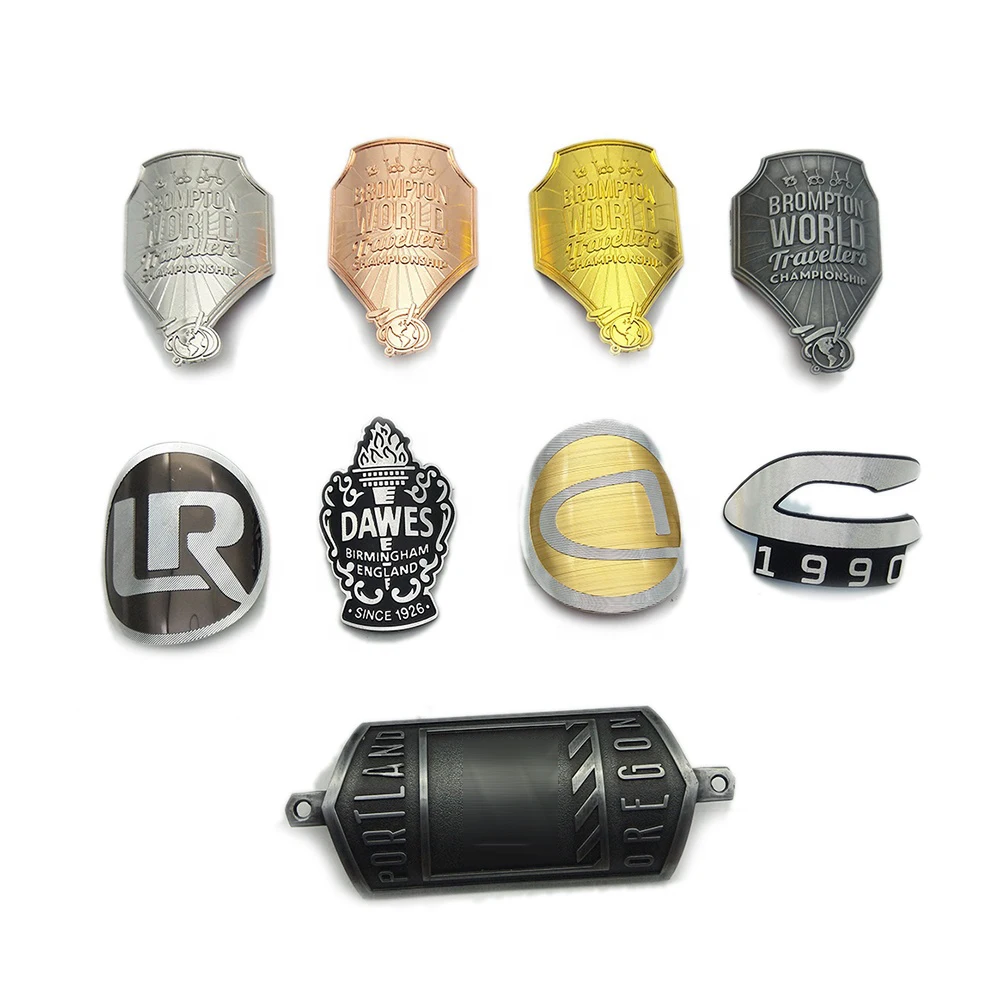 Custom new type design bike metal plate bike brand 3d logo sticker