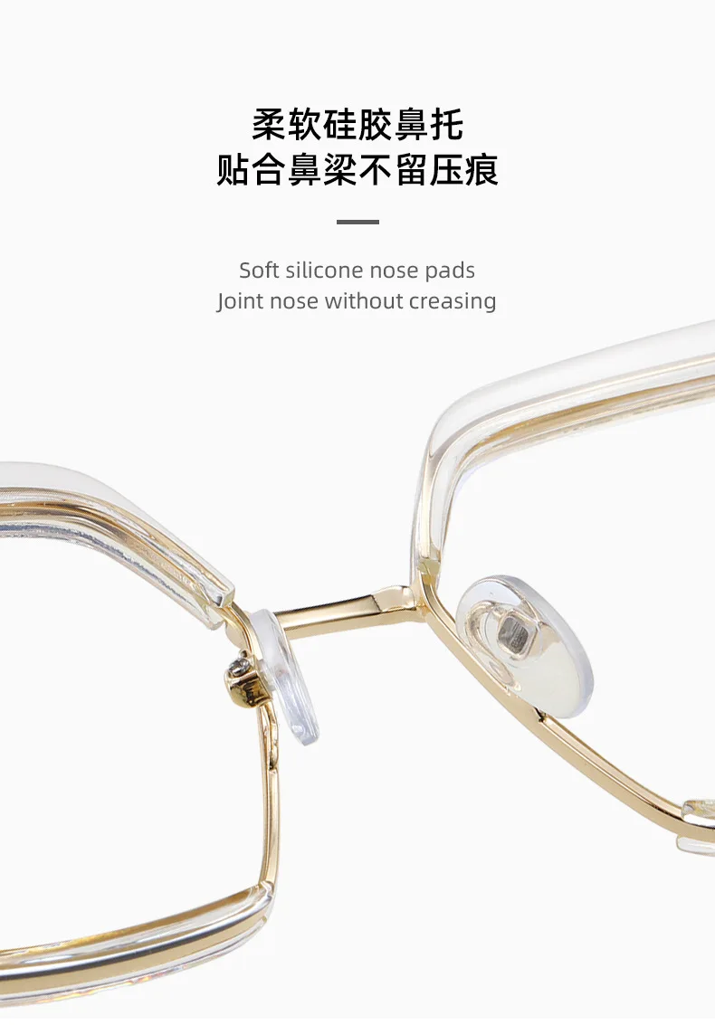 Sample Double Colors Tr90 Plain Spectacles Oversized square Frame Anti Eye Strain Blue Light Blocking Computer Glasses for Adult