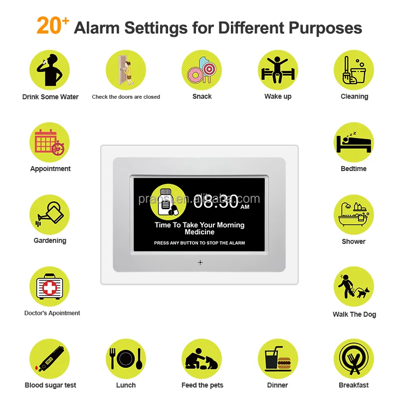 Pros 7 inch Acrylic Auto Dimming Reminder Memory Loss Alzheimer Large Display Digital Calendar Clock Dementia Day Alarm Clock
