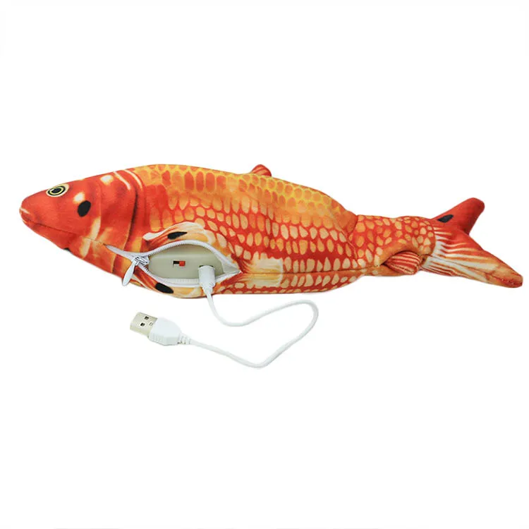 USB Chargeable Electric Wagging Floppy Fish Cat Toys Plush Simulation indoor Interactive  Pet Toys for Biting,Chewing,Kicking